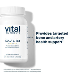 Vital Nutrients D3 + K2 label and nutrition facts for transparency.