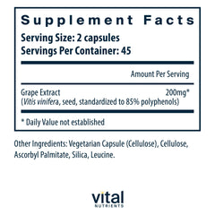 Close-up of Grape Seed Extract bottle showing 100mg