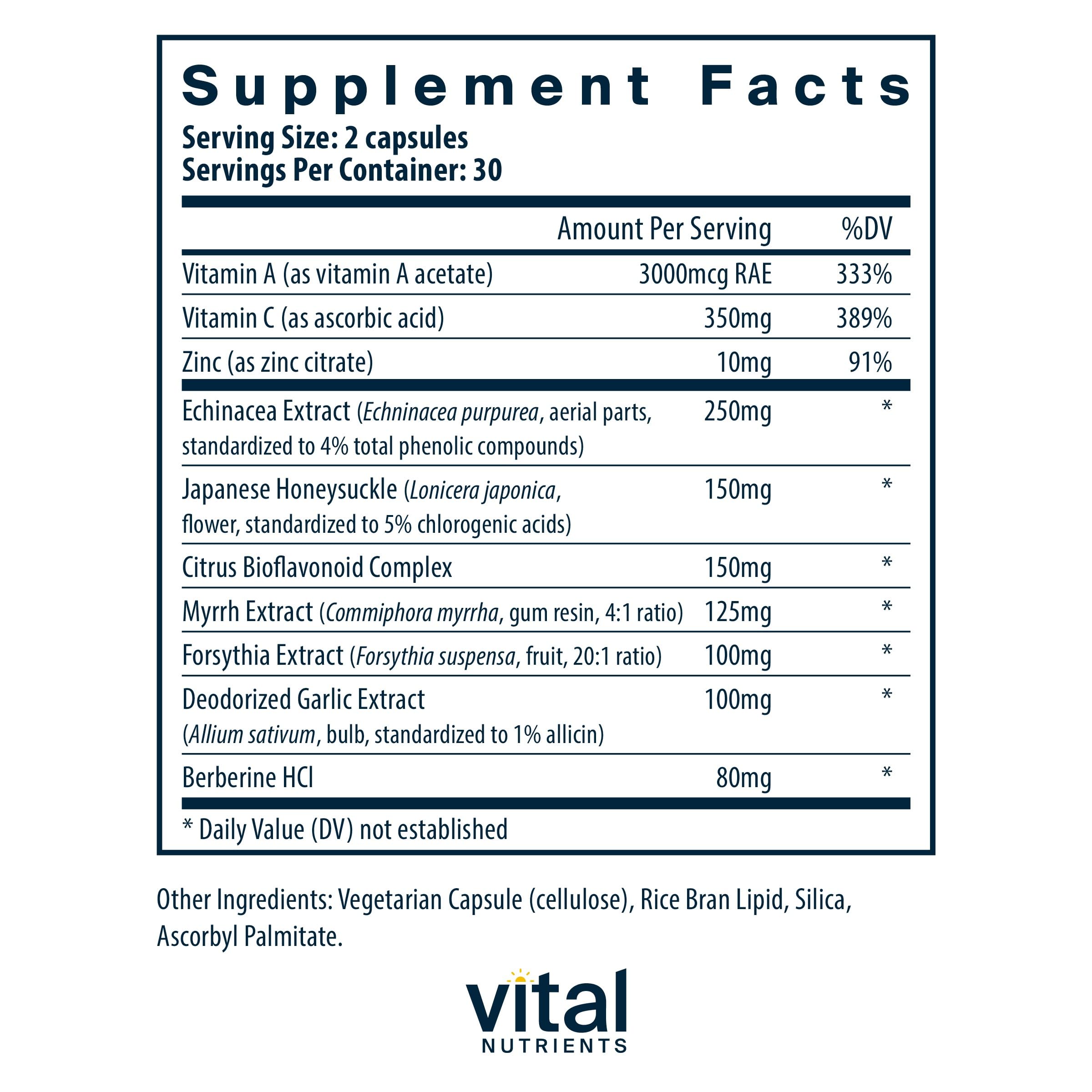 Vital Nutrients Herbal Biotic bottle back label