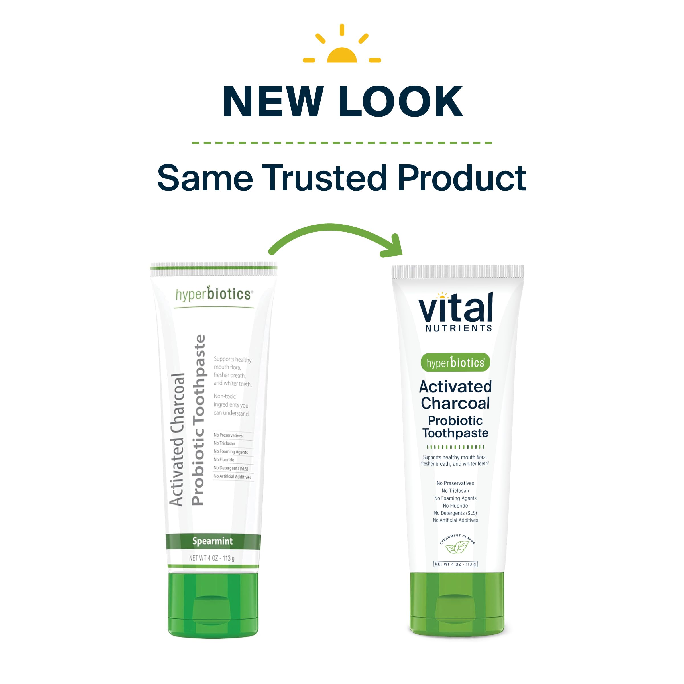 4 oz toothpaste tube with spearmint leaves for freshness