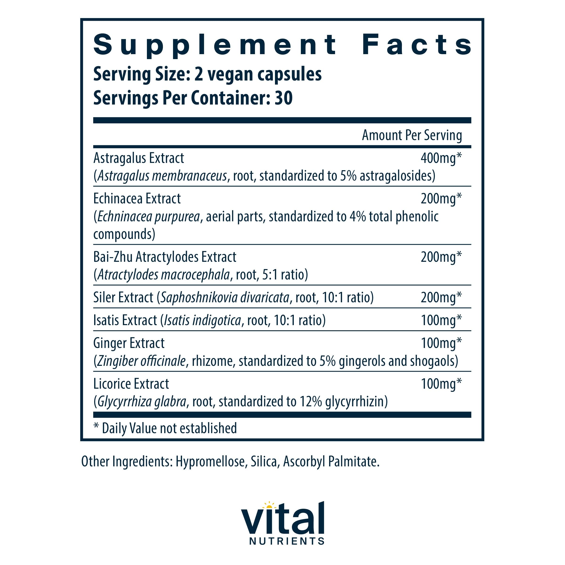 60-capsule vegan immune support supplement bottle on a table