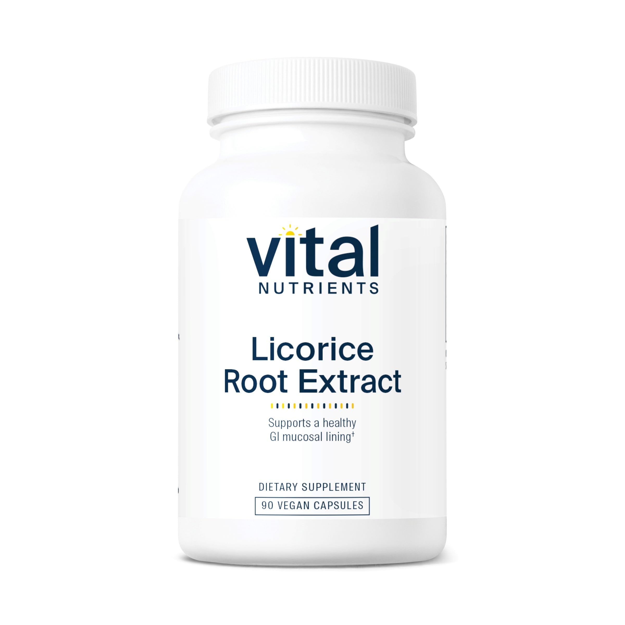 Bottle of Vital Nutrients Licorice Root Extract, 400 mg per capsule, 90 vegetarian capsules