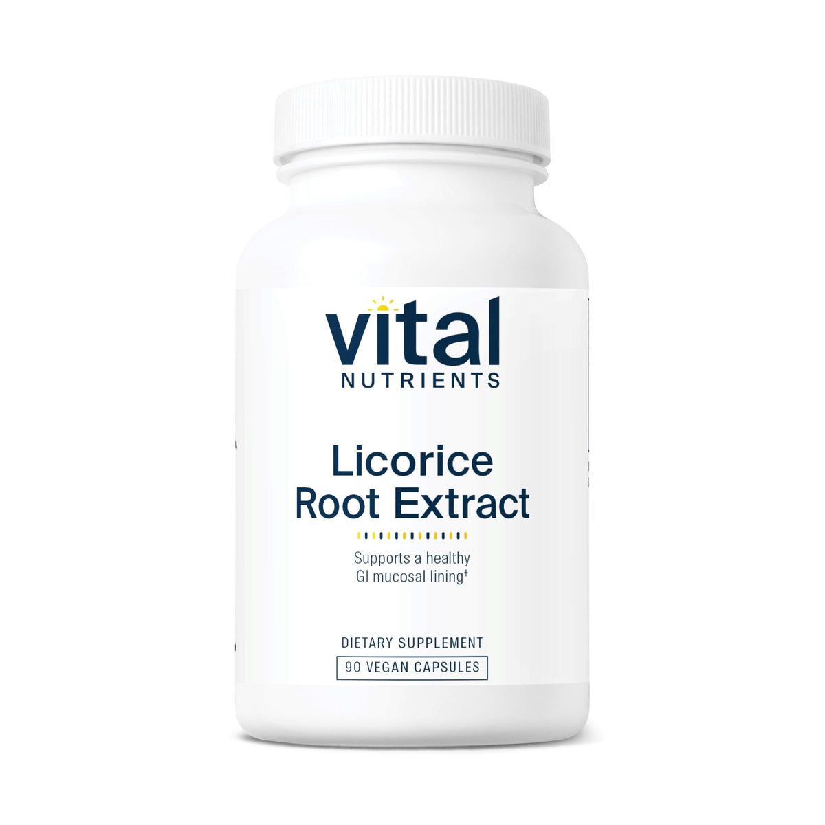 Bottle of Vital Nutrients Licorice Root Extract, 400 mg per capsule, 90 vegetarian capsules