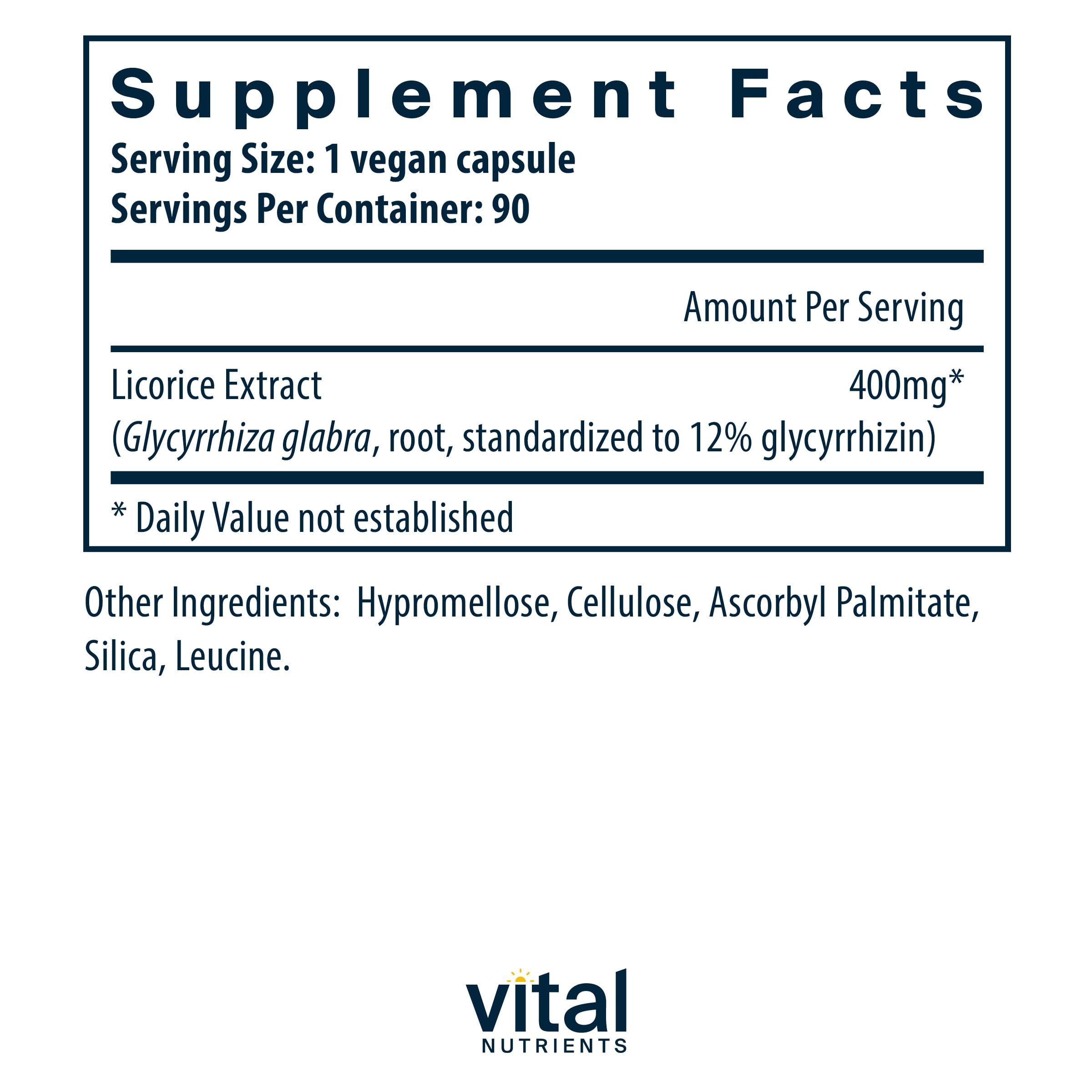 Close-up of Licorice Root Extract capsules showing 400 mg potency