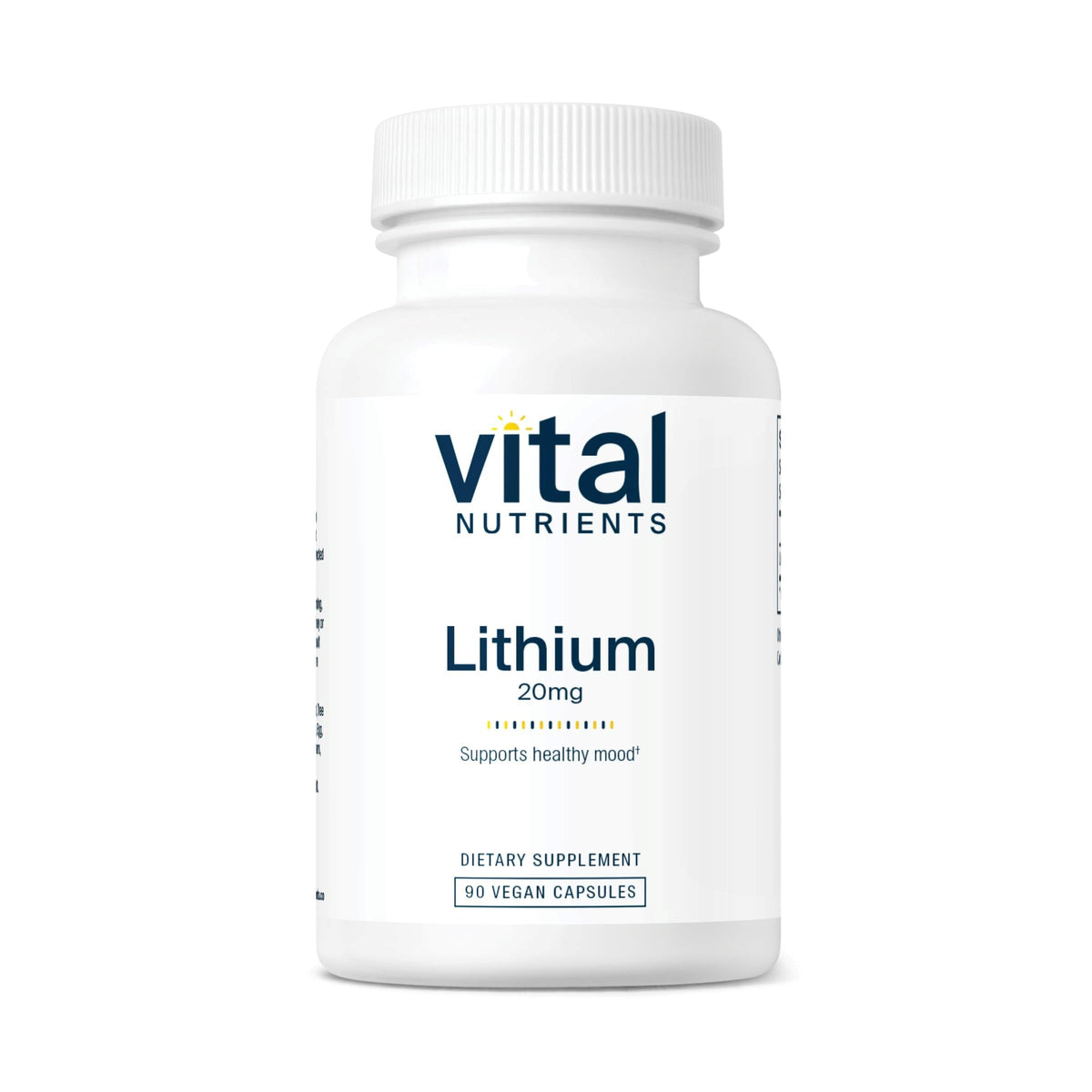 Front of Vital Nutrients Lithium Orotate 20mg 90 capsules bottle