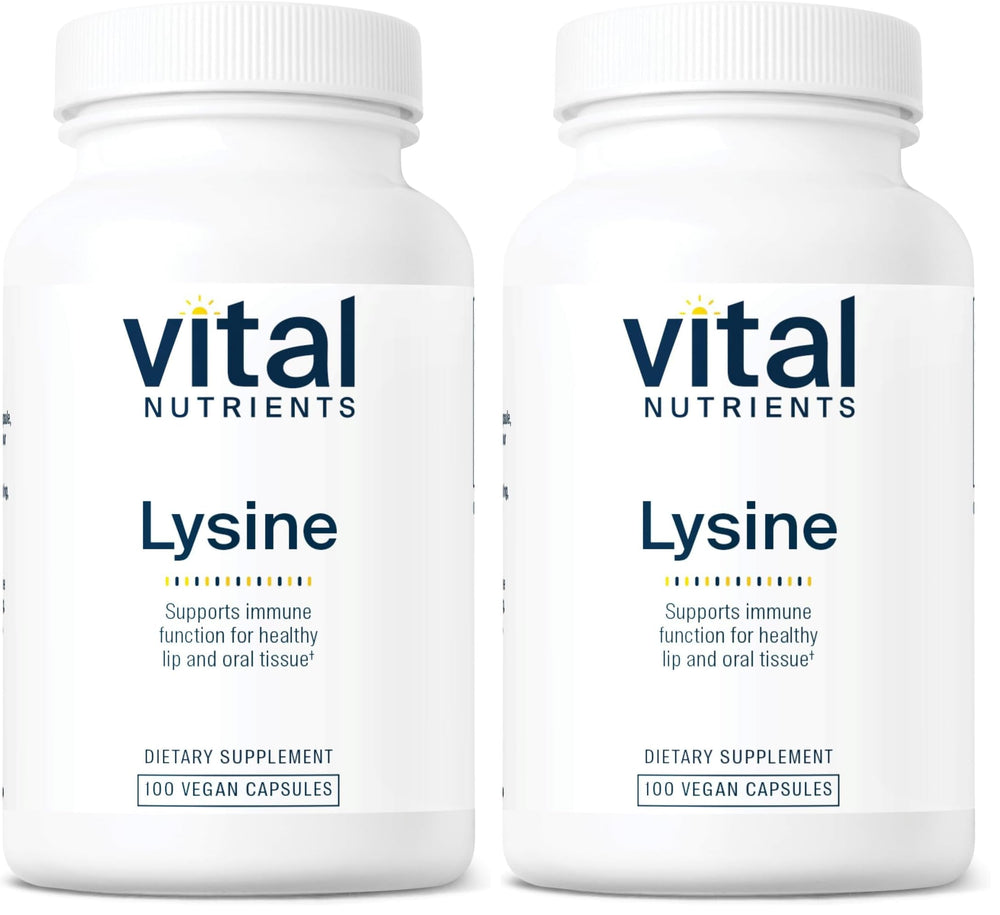 Vital Nutrients Lysine bottle and capsules per pack