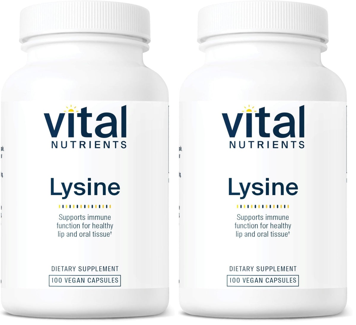 Vital Nutrients Lysine bottle and capsules per pack