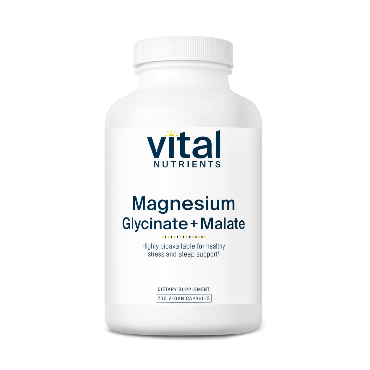 Vital Nutrients Magnesium Glycinate + Malate bottle with 200 capsules