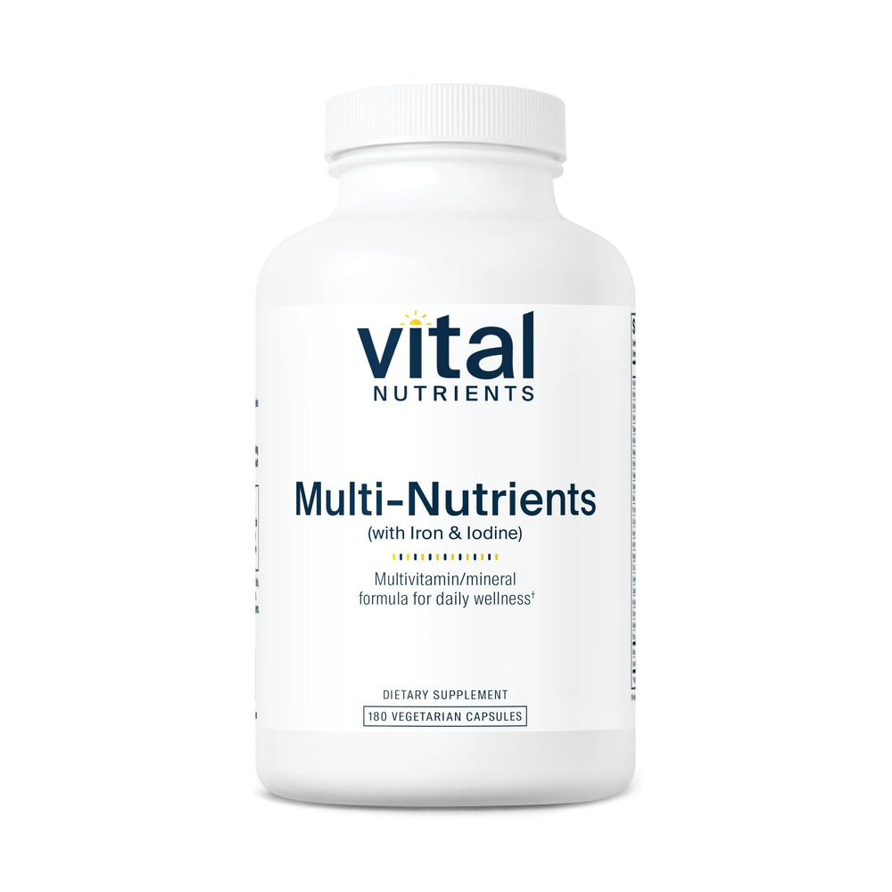 Bottle of Vital Nutrients Multi-Nutrients with Iron and Iodine (180 capsules)