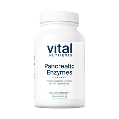 Vital Nutrients Pancreatic Enzymes bottle pour supports meal digestion and nutrient absorption