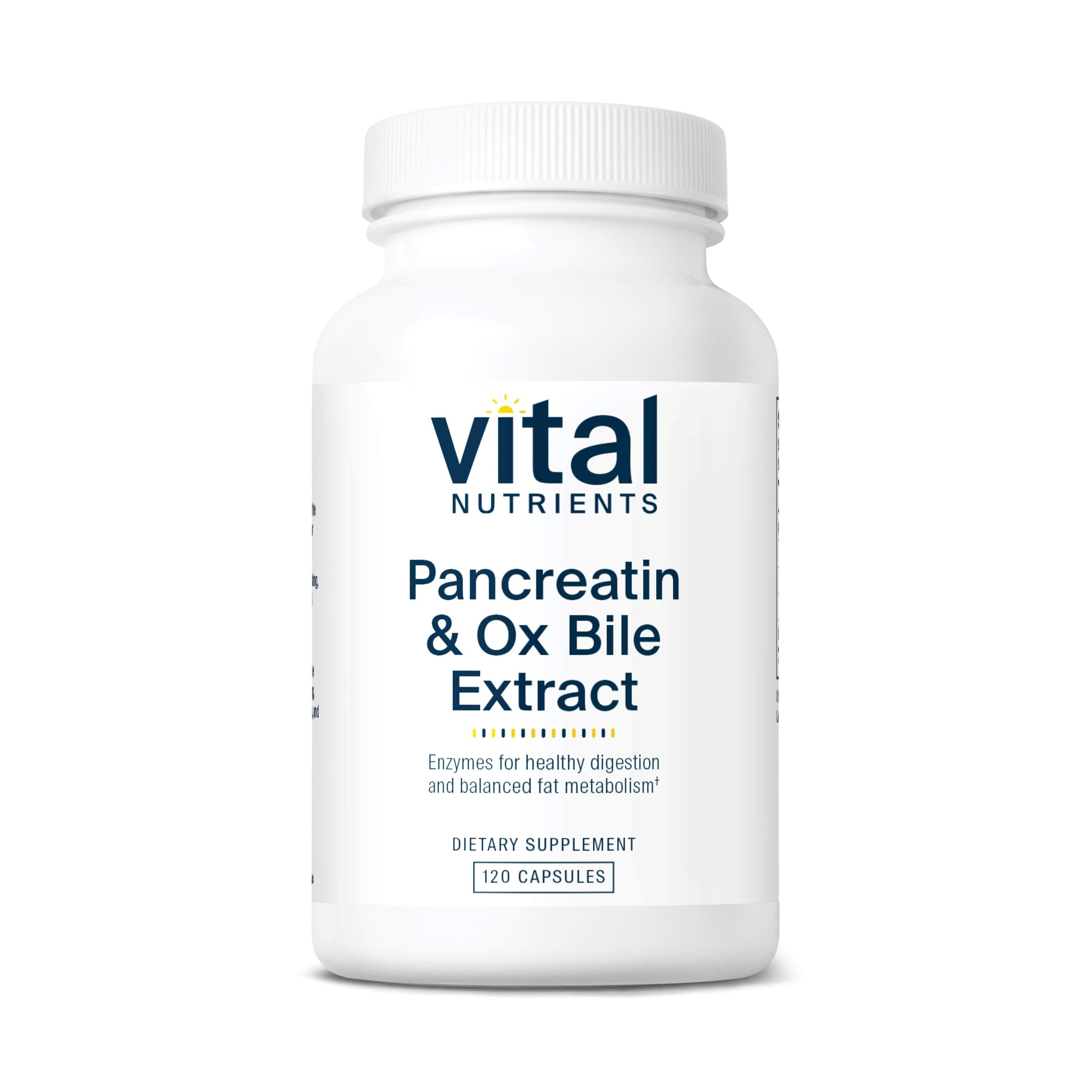 Vital Nutrients Pancreatin & Ox Bile Extract 500mg bottle - 120 capsules
