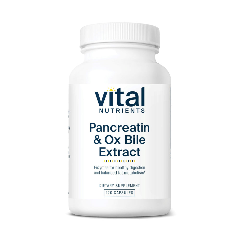 Vital Nutrients Pancreatin & Ox Bile Extract 500mg bottle - 120 capsules