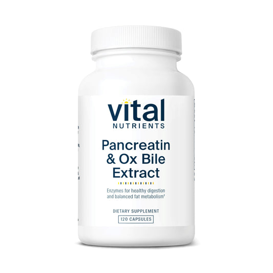Vital Nutrients Pancreatin & Ox Bile Extract 500mg bottle - 120 capsules