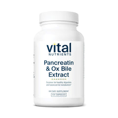 Vital Nutrients pancreatin-ox-bile-500mg bottle front for digestion support.