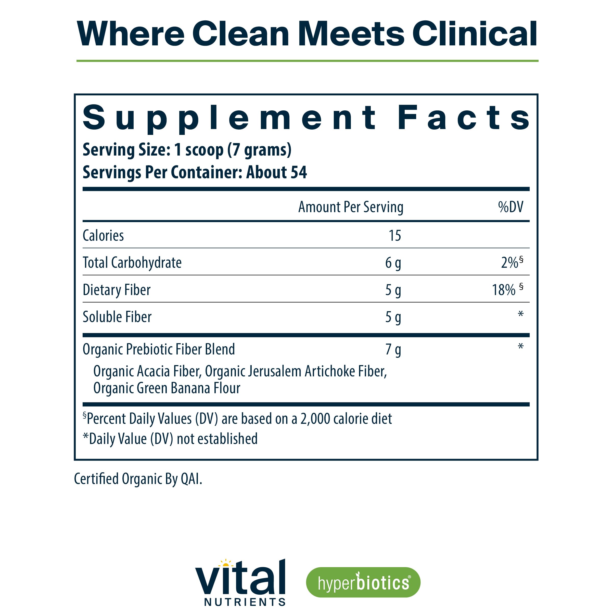 Vital Nutrients prebiotic powder product label