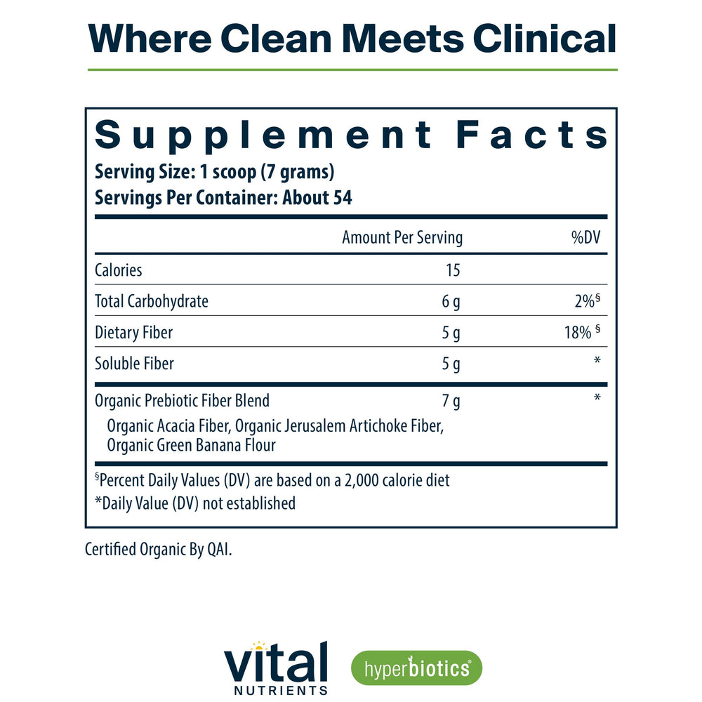 Vital Nutrients prebiotic powder product label