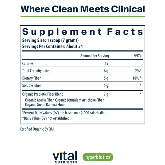 Vital Nutrients prebiotic powder product label