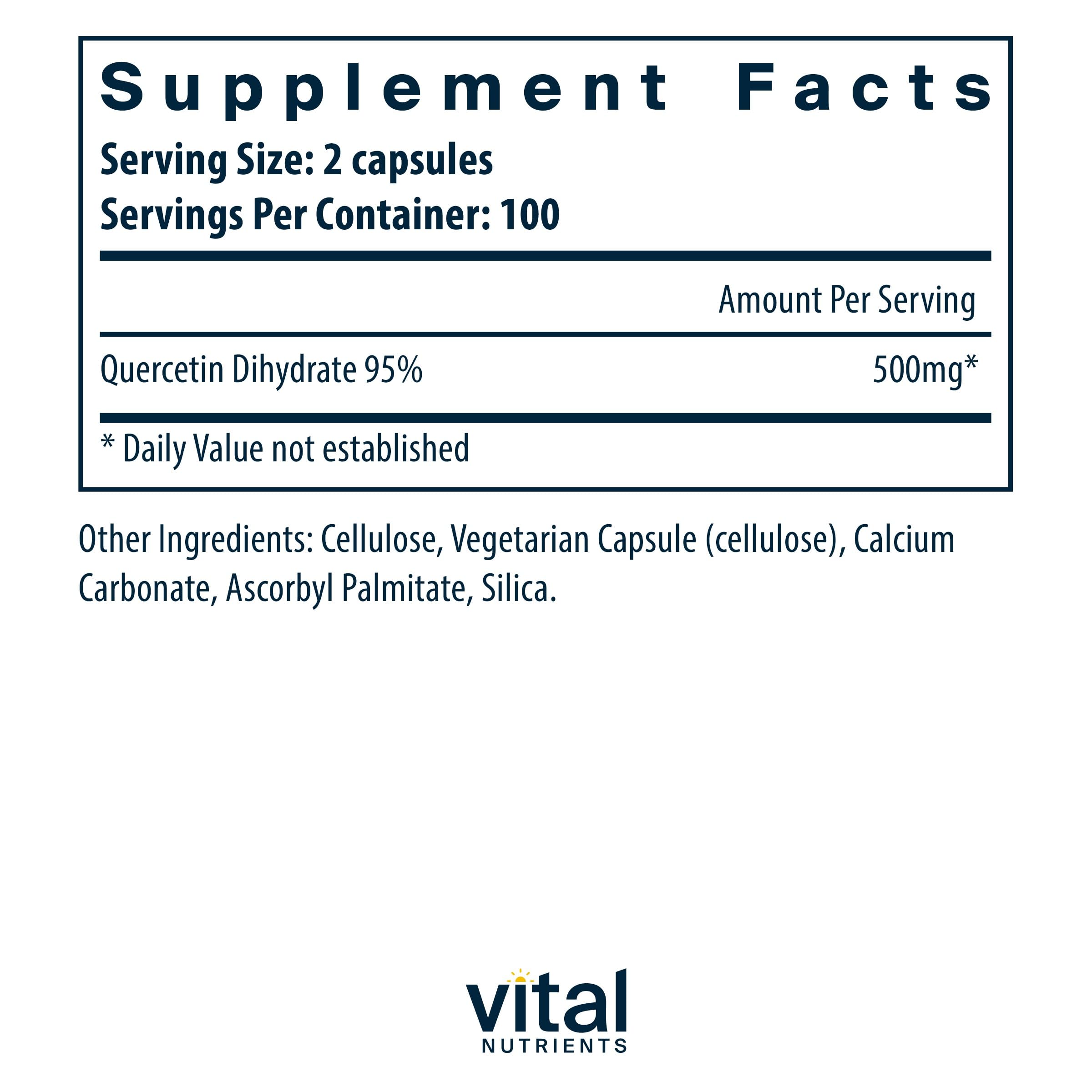 Quercetin bottle showing 200 capsules and label