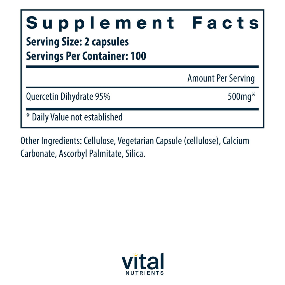 Quercetin bottle showing 200 capsules and label