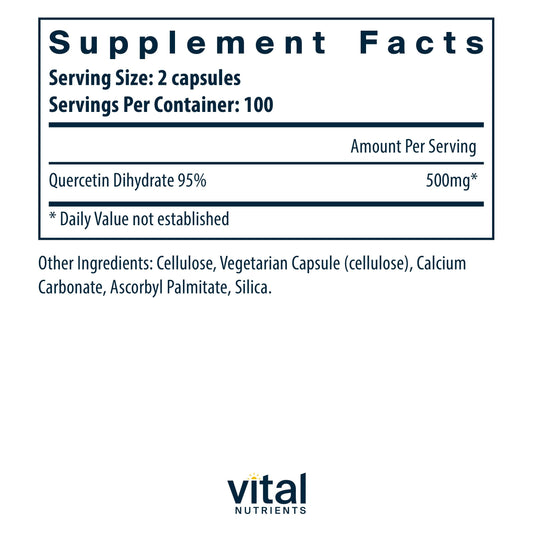 Quercetin bottle showing 200 capsules and label