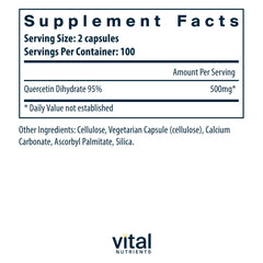 Quercetin bottle showing 200 capsules and label