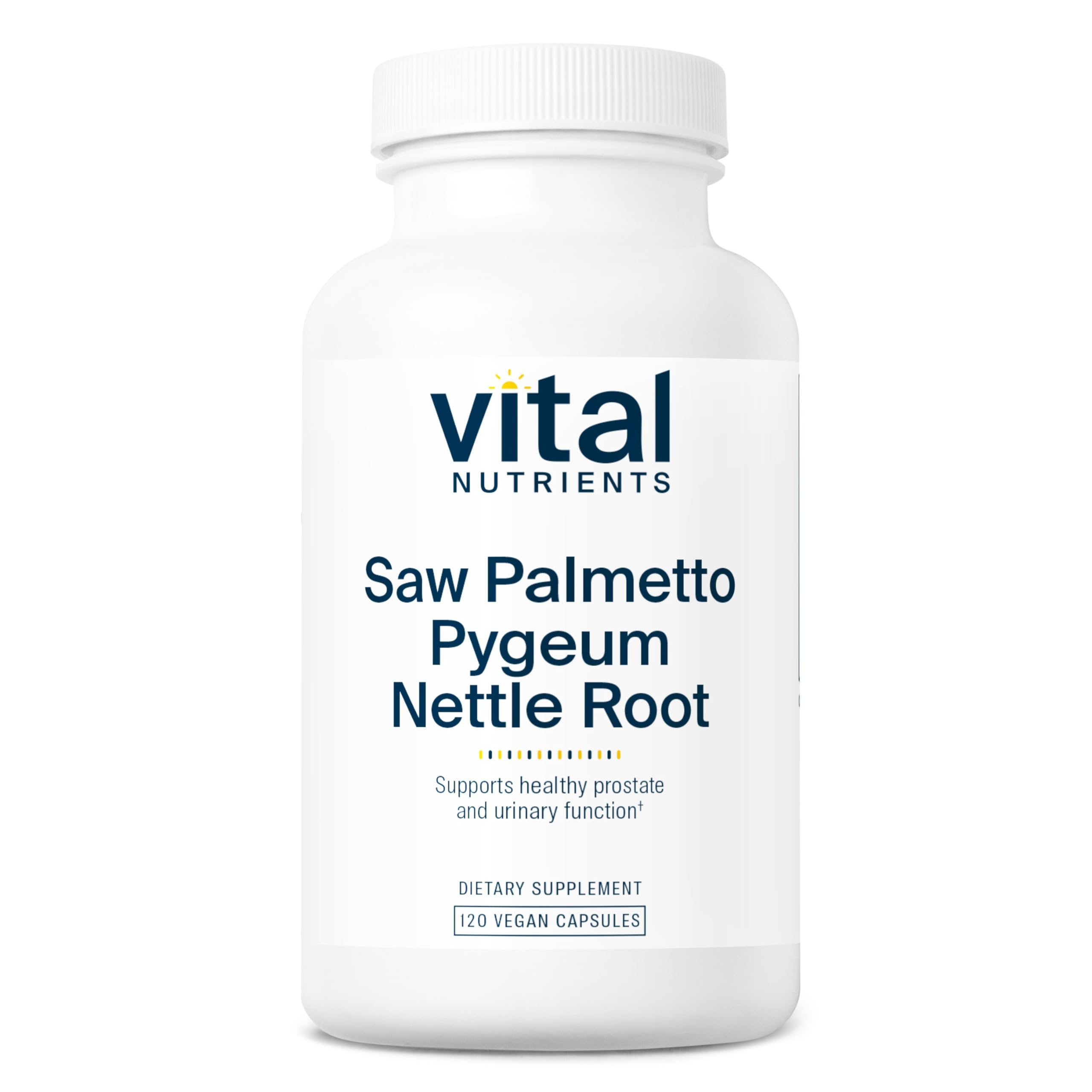 Vital Nutrients Saw Palmetto bottle showing capsules for prostate support