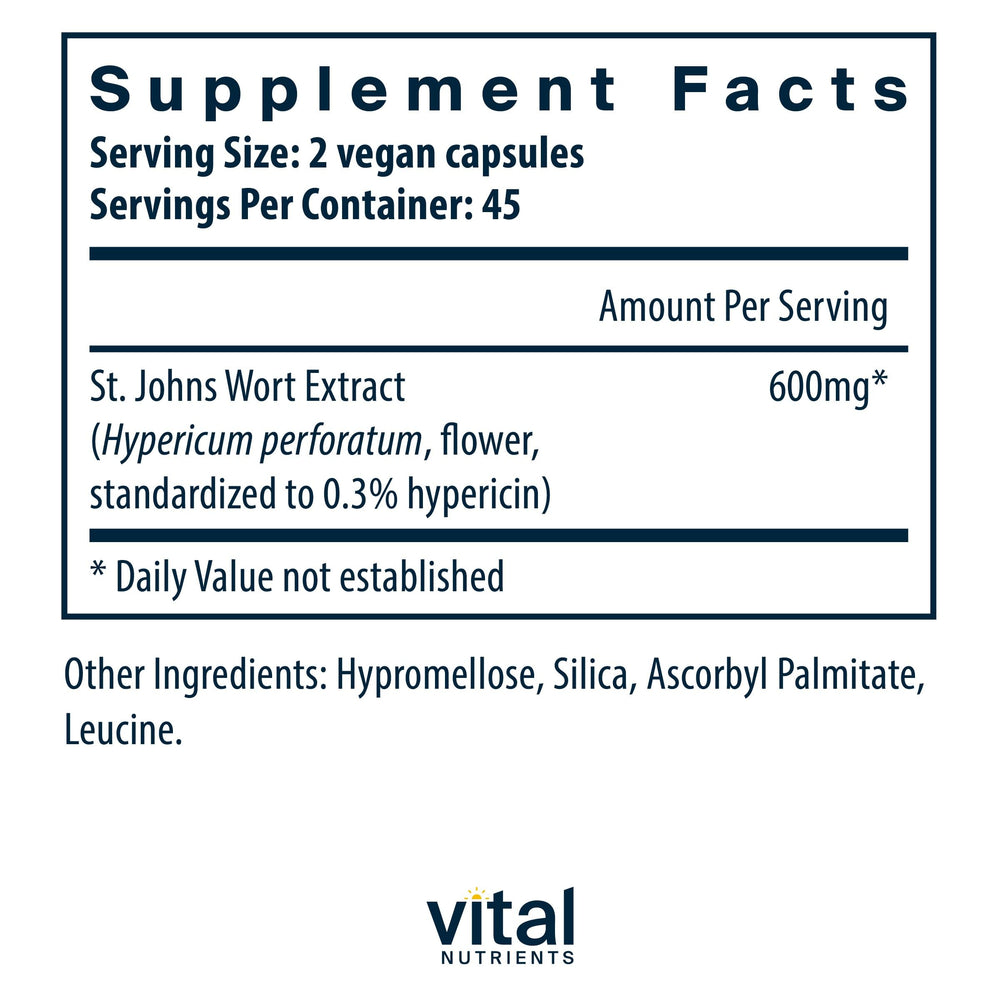 Vegan, gluten-free formula visual for St John's Wort 600mg
