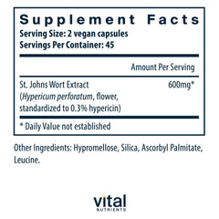 Vegan, gluten-free formula visual for St John's Wort 600mg