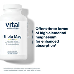 Vital Nutrients Triple Magnesium Complex ingredients and allergen-free packaging.