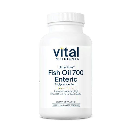 Vital Nutrients Ultra Pure Fish Oil 700 Enteric coated bottle - front view
