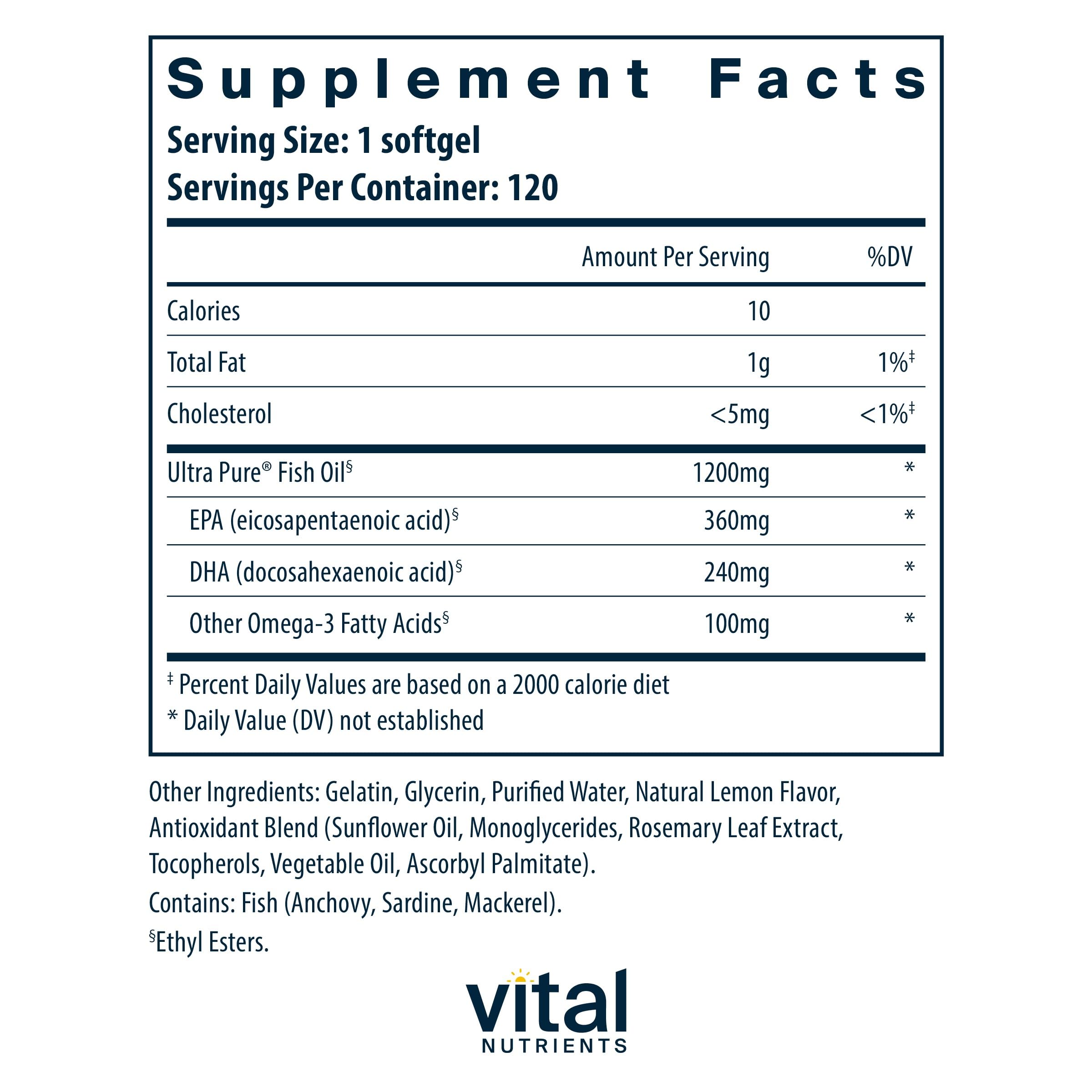 EPA and DHA content and omega-3 matrix on label
