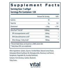 Vital Nutrients Ultra Pure Fish Oil 700 softgels, easy daily capsules for heart, brain, joints.