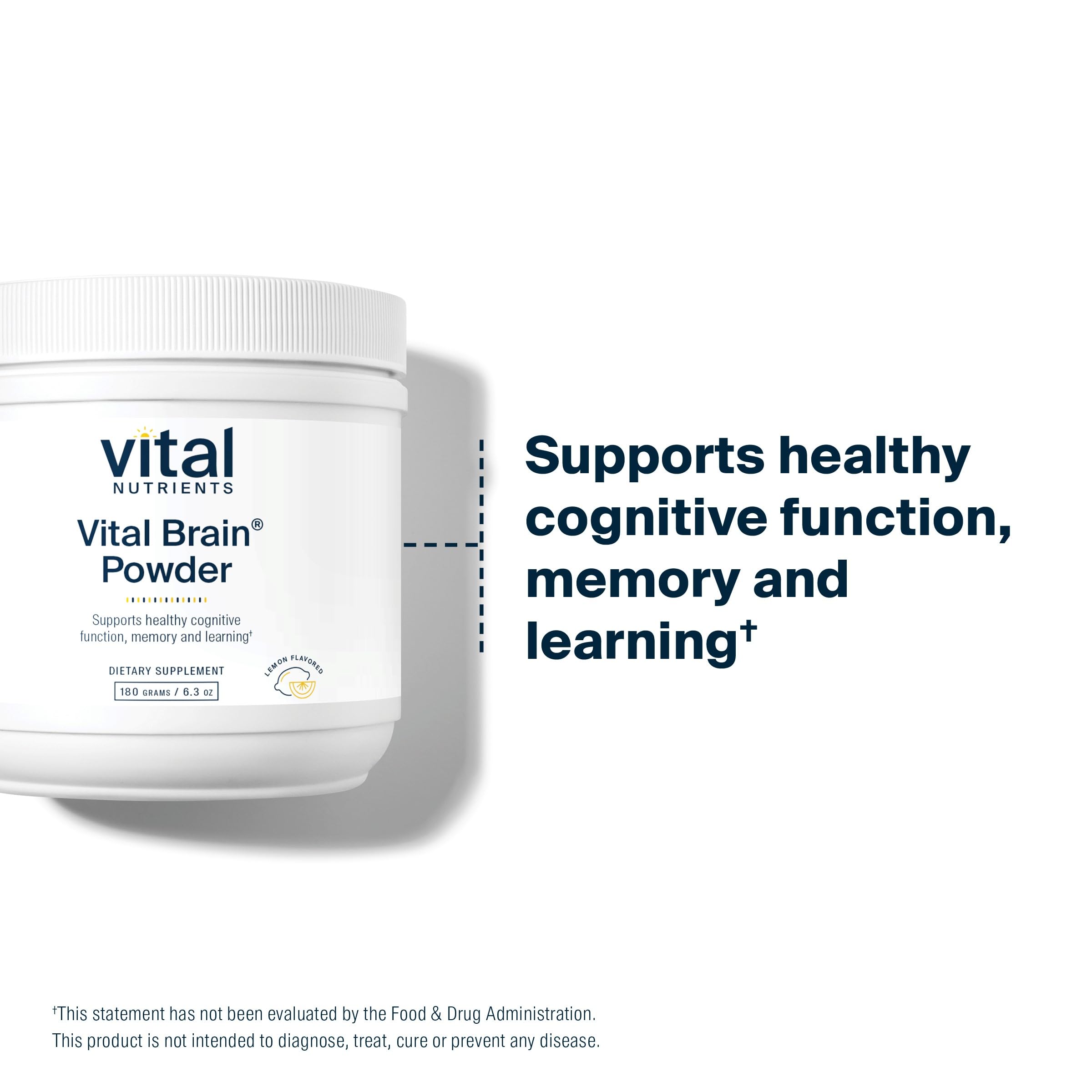 Vital Brain Powder lemon packaging and bottle
