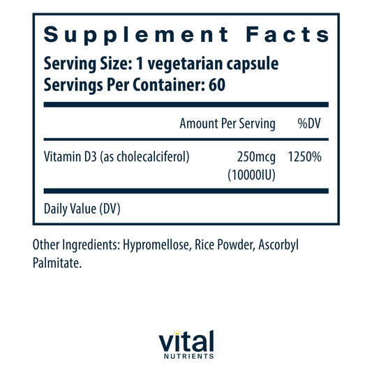 Close-up of Vitamin D3 10000 IU capsules