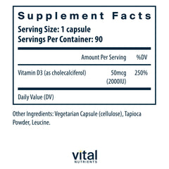 Vitamin D3 2000 IU capsules in bottle