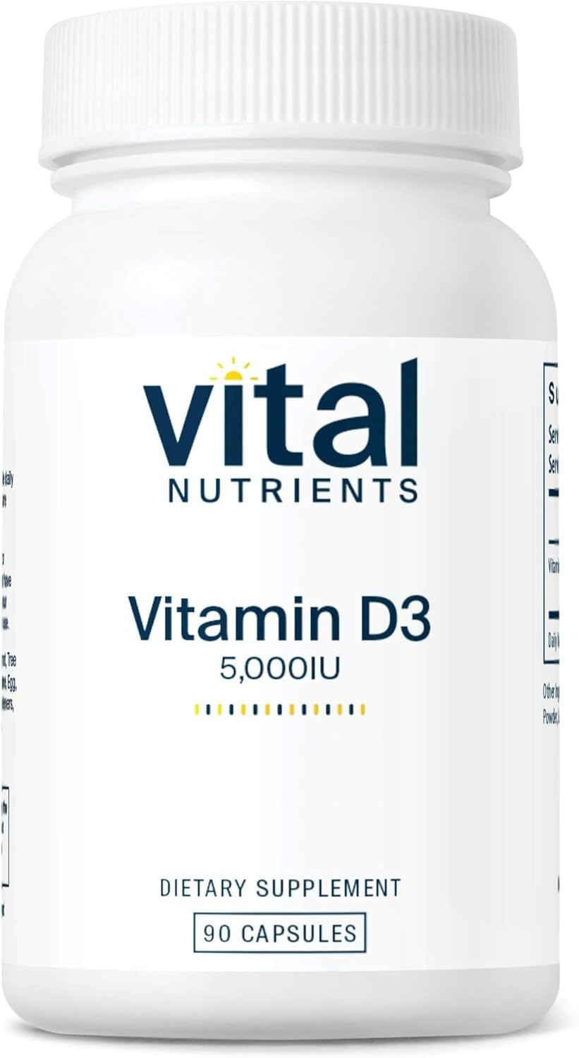 Bottle of Vital Nutrients Vitamin D 5000 IU 90 capsules