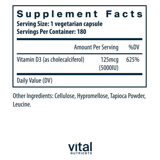 Close-up of Vitamin D3 5000 IU capsules