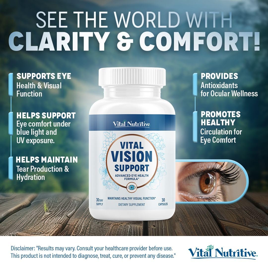 Vital Nutritive Vision capsules close-up for easy daily use.