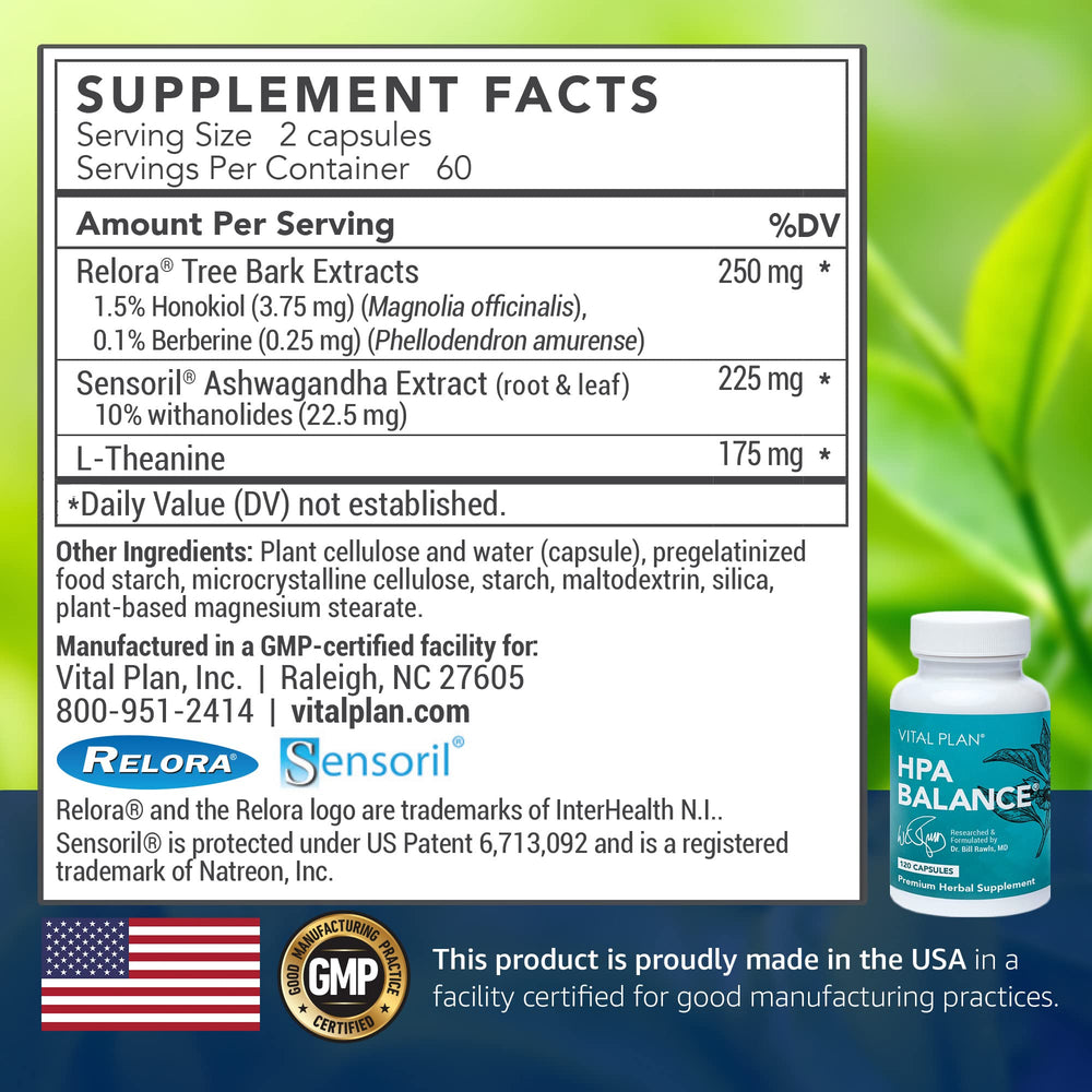 Front label of Vital Plan HPA Balance bottle