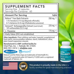 Front label of Vital Plan HPA Balance bottle