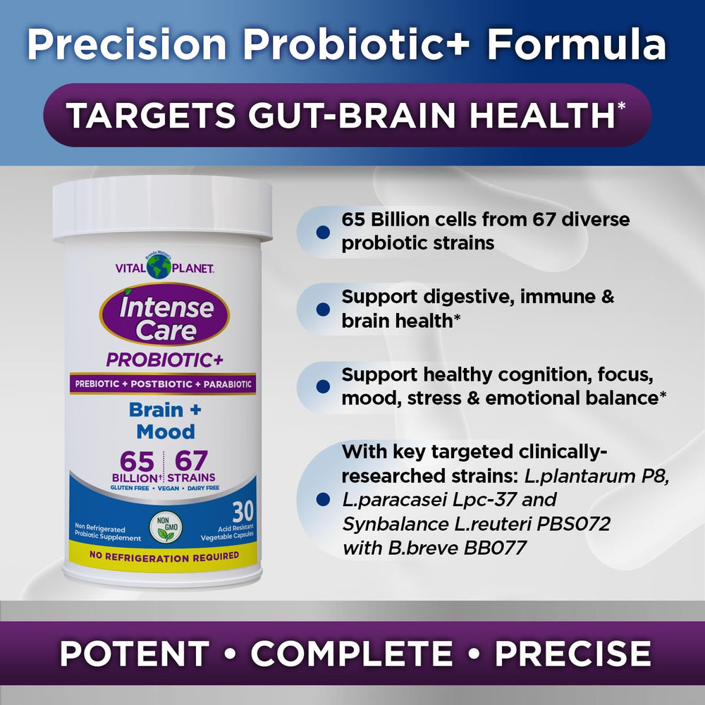 Adult taking probiotic for digestive, immune, and brain support