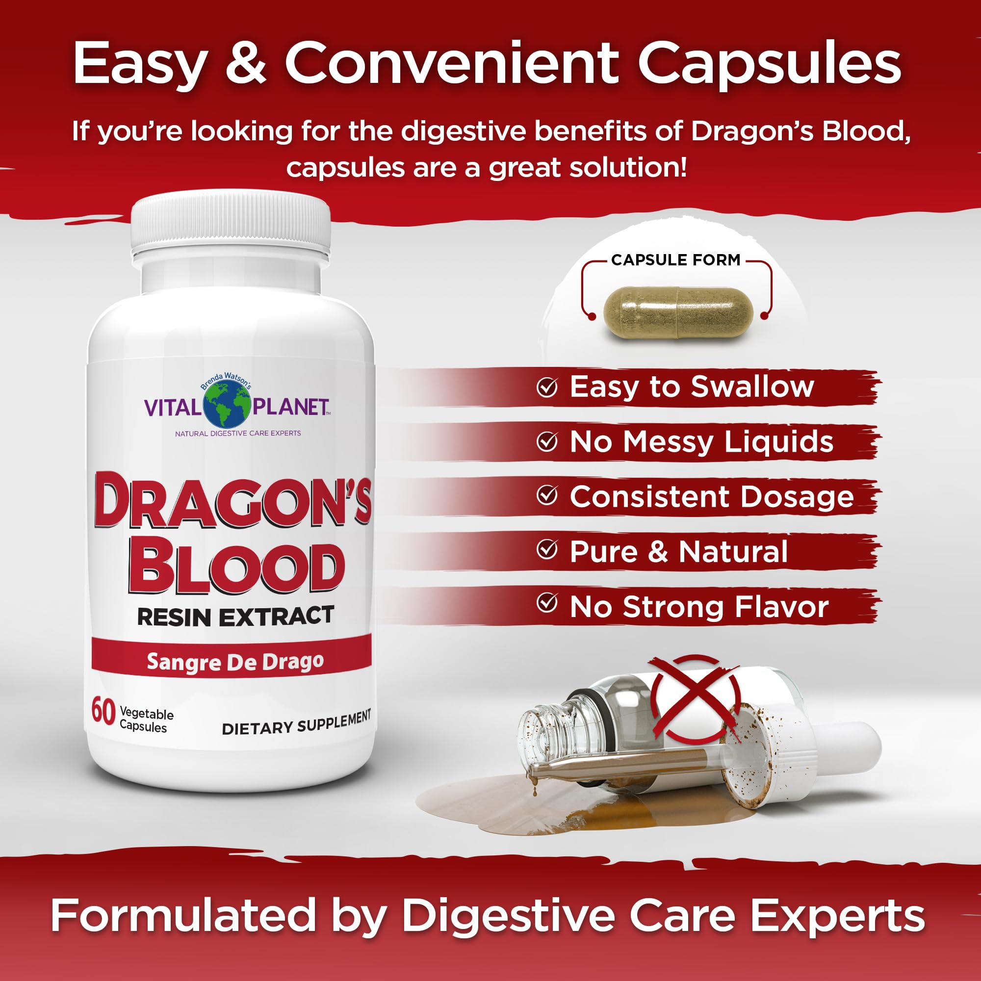 Vegan capsules containing Dragon's Blood resin extract for digestive health