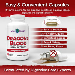 Vegan capsules containing Dragon's Blood resin extract for digestive health