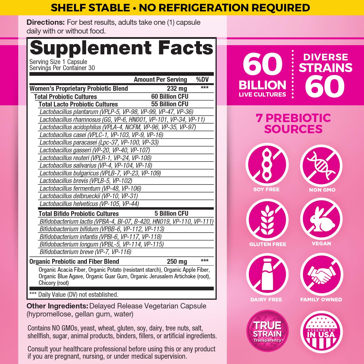 Vital Planet Vital Flora bottle closeup highlighting shelf-stable probiotic formula.