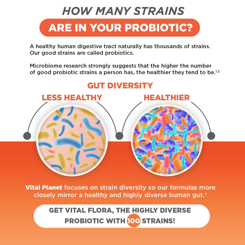 Vital Flora ingredients list with organic prebiotics for gut-friendly support.