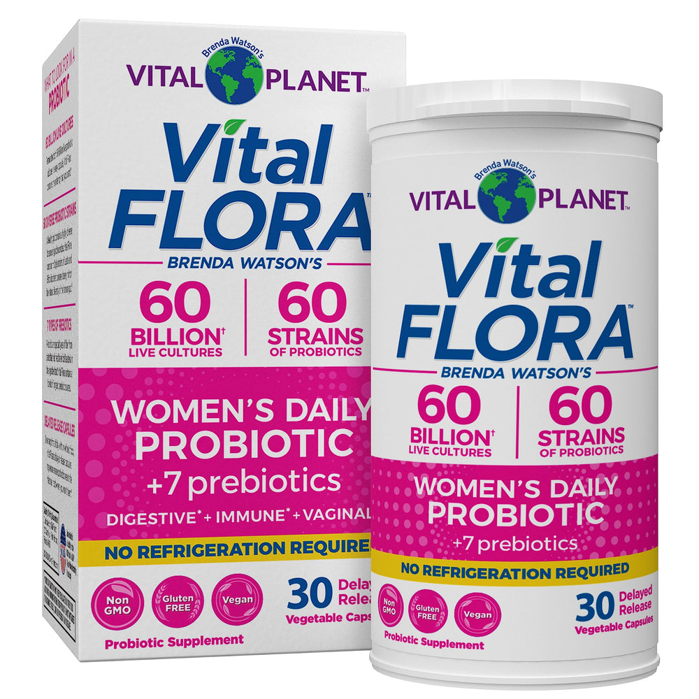 Vital Planet Vital Flora Women’s Daily capsule for daily digestive balance and vaginal support.