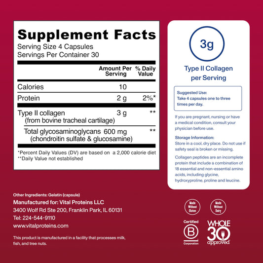 Close-up of Type II collagen peptides component
