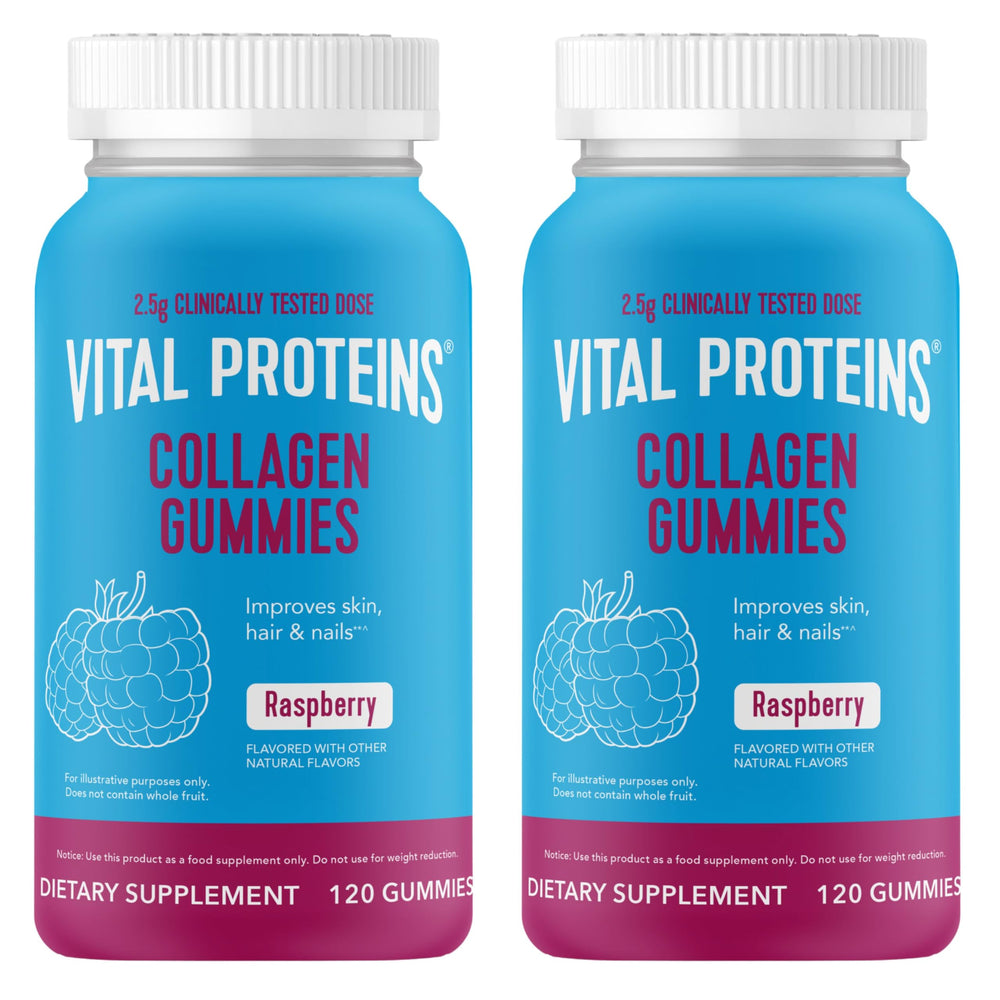 Vital Proteins Collagen Gummies Raspberry flavor bottle – 120 count, pack of 2