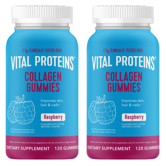 Vital Proteins Collagen Gummies Raspberry flavor bottle – 120 count, pack of 2