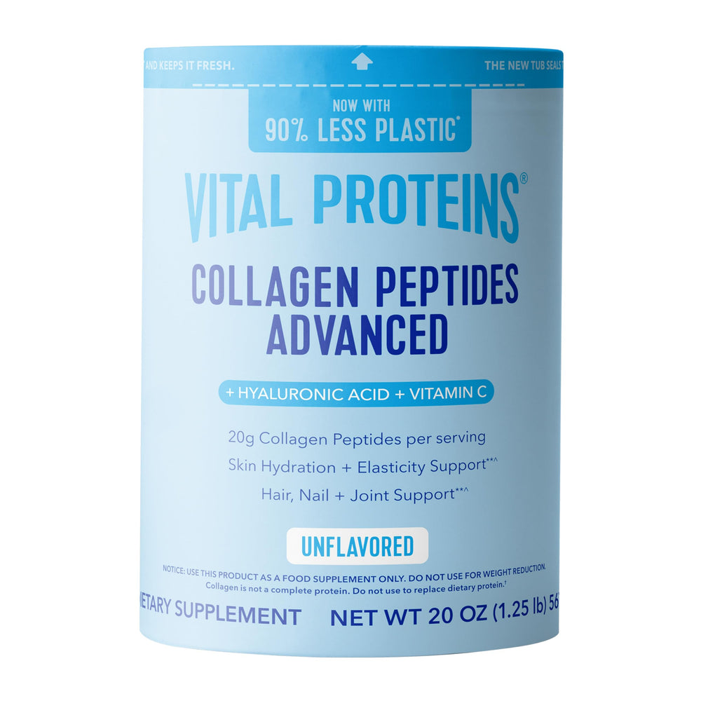 Vital Proteins Collagen Peptides Advanced bottle for convenient daily collagen intake.